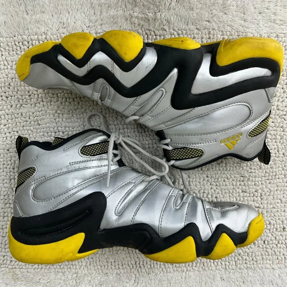 Vintage‎ Adidas Crazy 8 Shoes Mens 10 Kobe Metallic Silver Yellow Basketball Rap